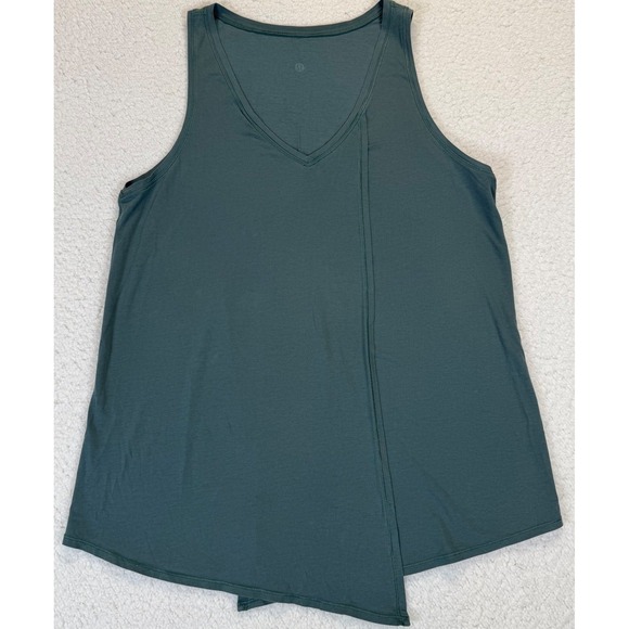 Lululemon Tops - Lululemon Womens Asymmetrical Wrap Hem V-Neck Tank Top Dark Forest Green Relaxed